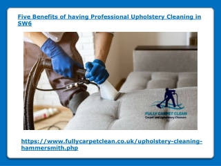 Five Benefits of having Professional Upholstery Cleaning in SW6