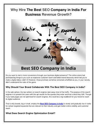 Why Hire The Best SEO Company in India For Business Revenue Growth