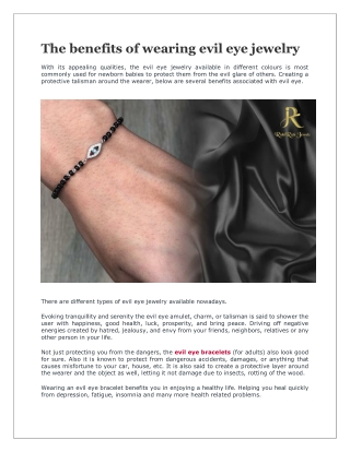 The benefits of wearing evil eye jewelry