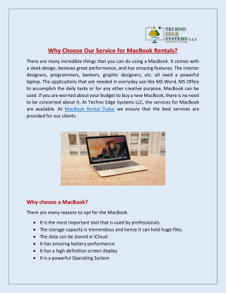 Why Choose Our Service for MacBook Rentals?