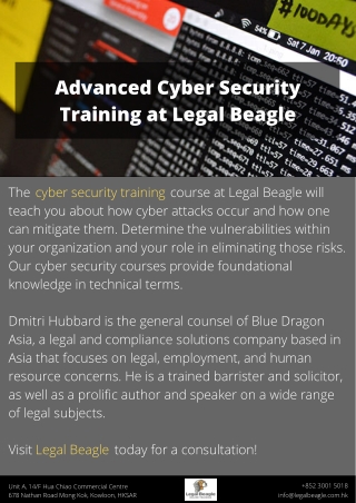 Advanced Cyber Security Training at Legal Beagle