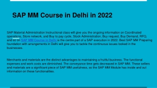SAP MM Course in Delhi in 2022