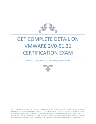 Get Complete Detail on VMware 2V0-51.21 Certification Exam