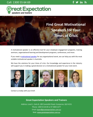 Find Great Motivational Speakers for Your Times of Crisis