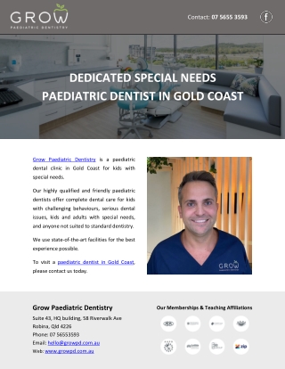 DEDICATED SPECIAL NEEDS PAEDIATRIC DENTIST IN GOLD COAST