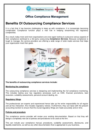 Benefits Of Outsourcing Compliance Services