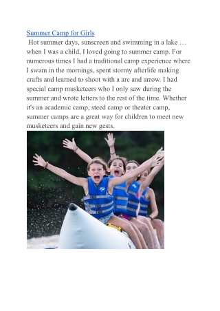 Summer Camp For Girls