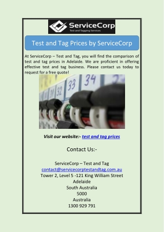 Test and Tag Prices by ServiceCorp