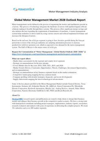 Motor Management Market Forecasts to 2028