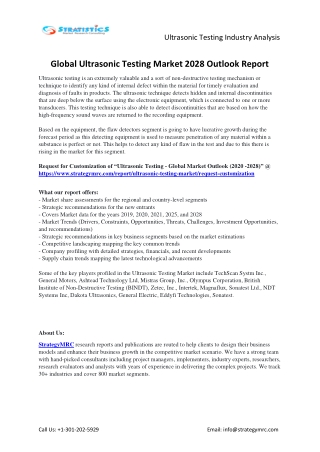 Ultrasonic Testing Market Forecasts to 2028
