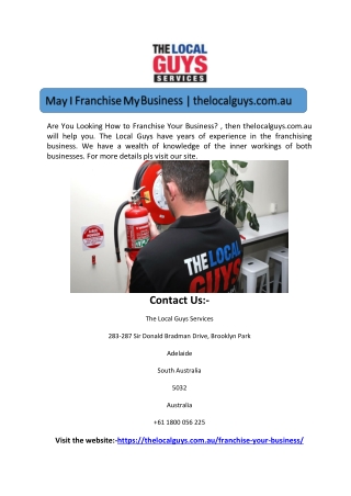 May I Franchise My Business | thelocalguys.com.au