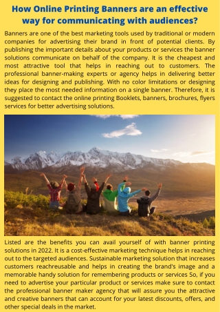 How Online Printing Banners are an effective way for communicating with audiences?