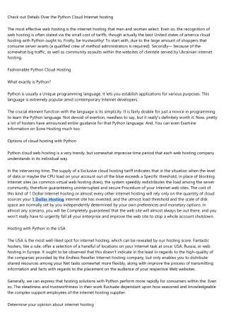 Check Specifics About the Python Cloud Web hosting