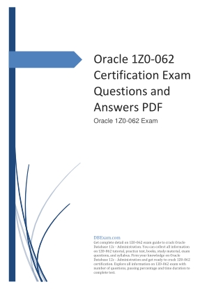 Oracle 1Z0-062 Certification Exam Questions and Answers PDF