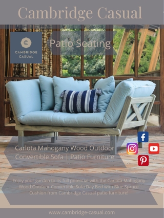 Carlota Mahogany Wood Outdoor Convertible Sofa | Patio Furniture
