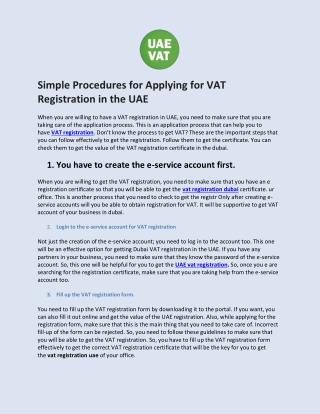 Simple Procedures for Applying for VAT Registration in the UAE (1)