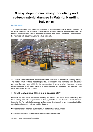 3 easy steps to maximise productivity and reduce material damage in Material Handling Industries