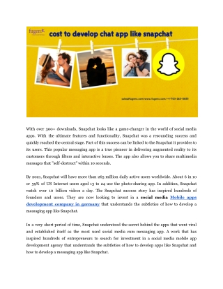 Cost to develop chat app like Snapchat