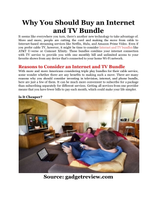 Why You Should Buy an Internet and TV Bundle