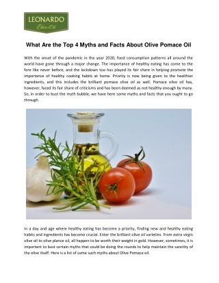 What Are the Top 4 Myths and Facts About Olive Pomace Oil