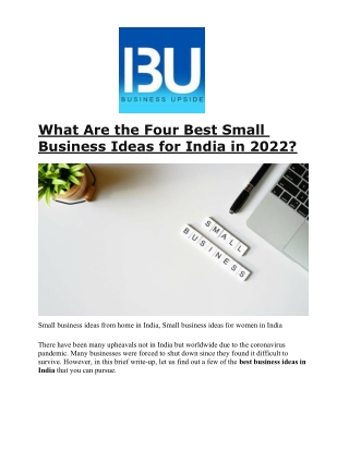 What Are the Four Best Small Business Ideas for India in 2022
