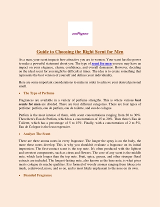 Guide To Choosing The Right Scent For Men