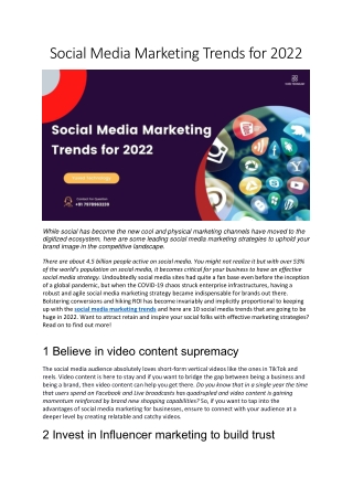 Social Media Marketing Trends for 2022