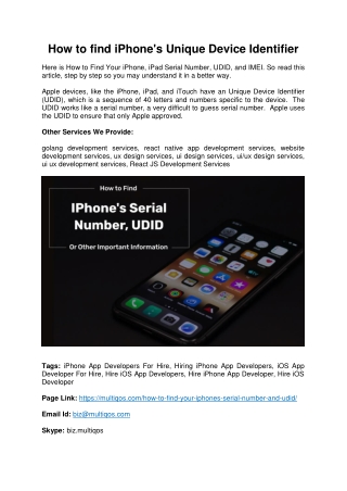 How to find iPhone's Unique Device Identifier