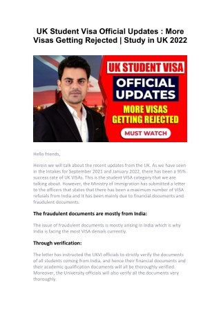 UK Student Visa Official Updates More Visas Getting Rejected Study in UK 2022