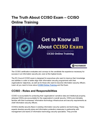 The Truth About CCISO Exam – CCISO Online Training
