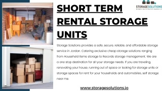 Short Term Rental Storage Units in Jordan - StorageSolutions