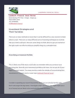 Investment Strategies and Their Varieties