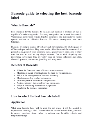 Barcode guide to selecting the best barcode label