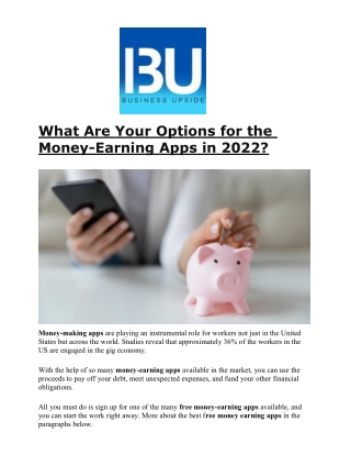 What Are Your Options for the Money-Earning Apps in 2022