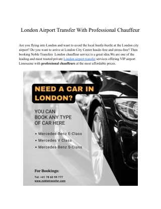 London Airport Transfer With Professional Chauffeur