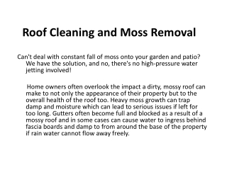 Roof Cleaning and Moss Removal