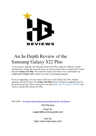 An In-Depth Review of the Samsung Galaxy S22 Plus PDF-converted
