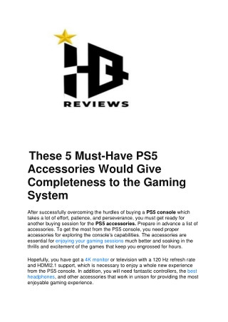 These 5 Must-Have PS5 Accessories Would Give Completeness to the Gaming System PDF-converted