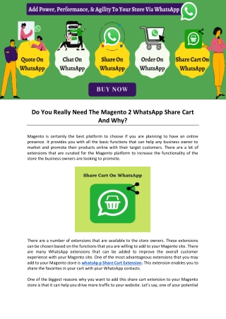 Do You Really Need The Magento 2 WhatsApp Share Cart And Why