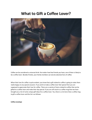 What to Gift a Coffee Lover