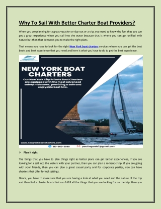 Why To Sail With Better Charter Boat Providers