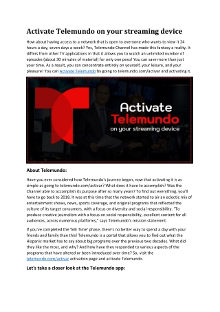 Activate Telemundo on your streaming device