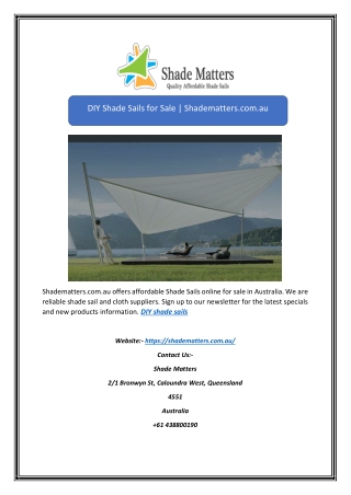 DIY Shade Sails for Sale | Shadematters.com.au