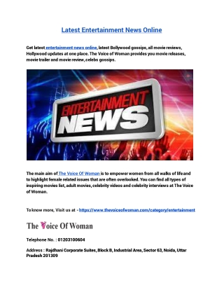 Latest Entertainment News Online