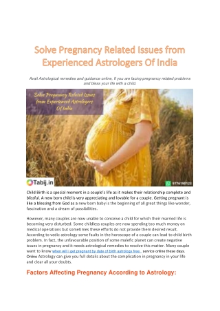 Solve Pregnancy Related Issues from Experienced Astrologers Of India-converted