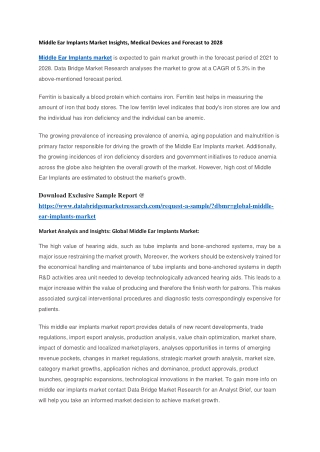 Middle Ear Implants Market Insights, Medical Devices and Forecast to 2028