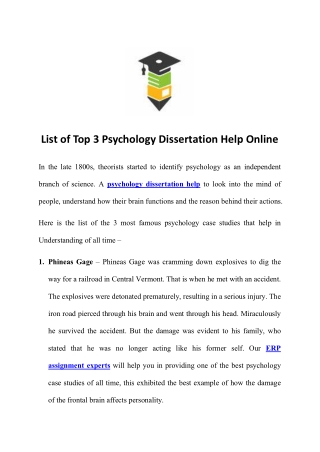 List of Top 3 Psychology Dissertation Help Online