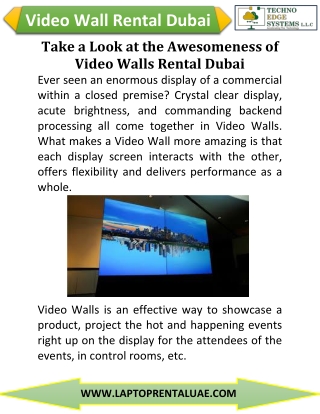 Take a Look at the Awesomeness of Video Walls Rental Dubai
