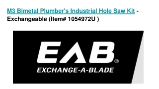 M3 Bimetal Plumber's Industrial Hole Saw Kit - Exchangeable (Item# 1054972U )