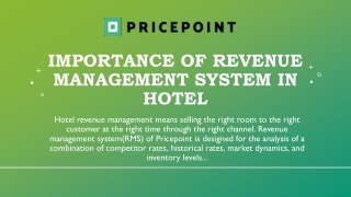 Importance of Revenue Management System in Hotel